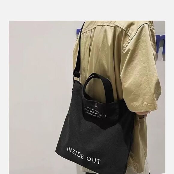 Black Canvas Tote Bag - Picture 5 of 10
